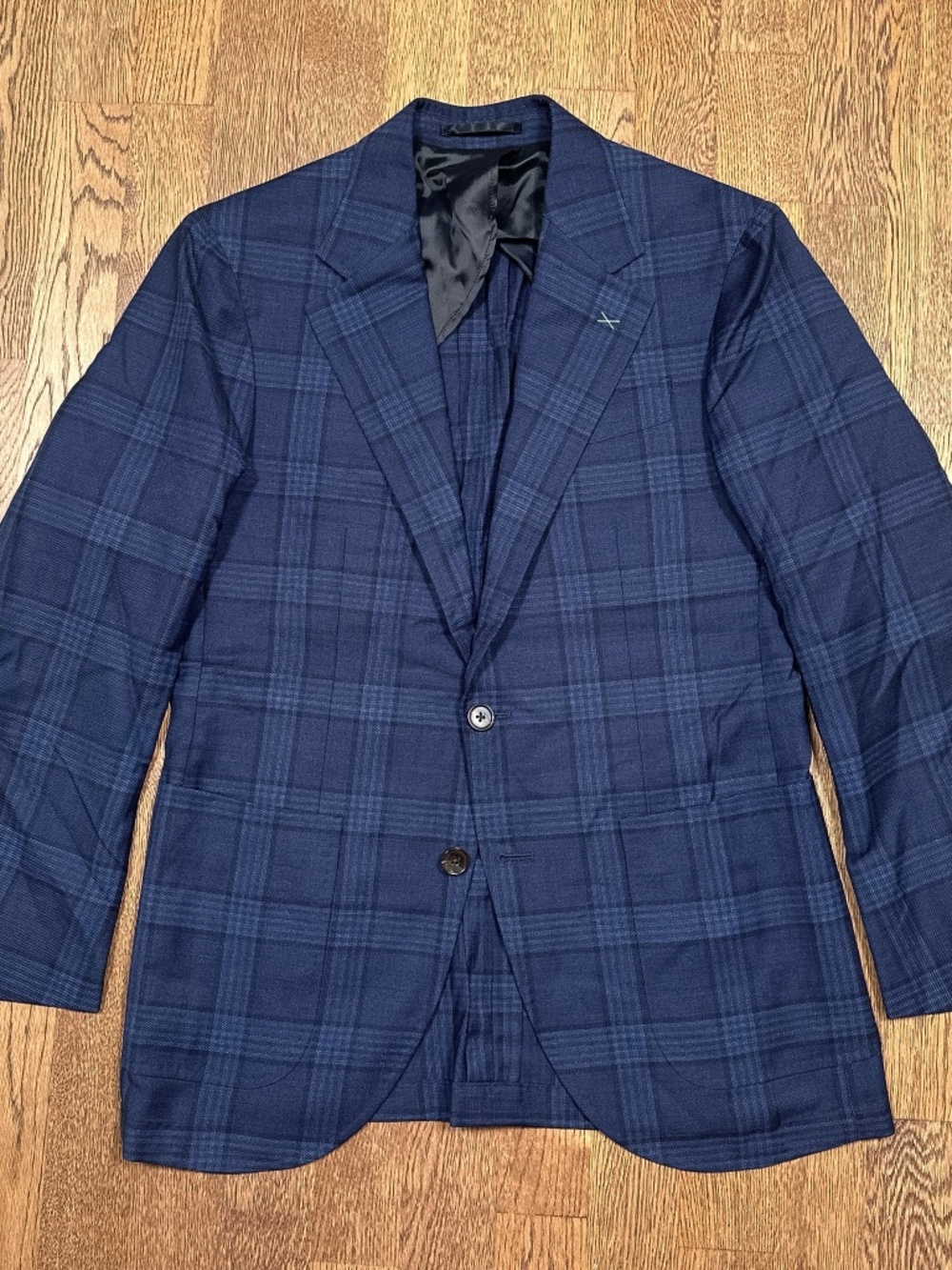 NWOT Spier & Mackay Plaid Blue Wool Contemporary Sport Coat Blazer Mens 36S
